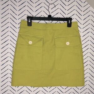 J.Crew Linen Blend Mini Skirt Pockets yellow citron Size 4